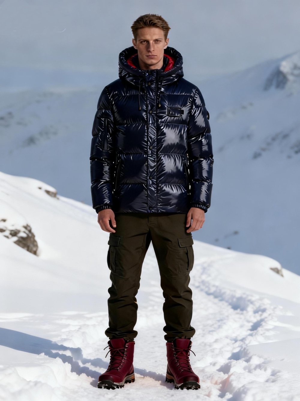 Men’s Shiny Hooded  Puffer Down Jacket