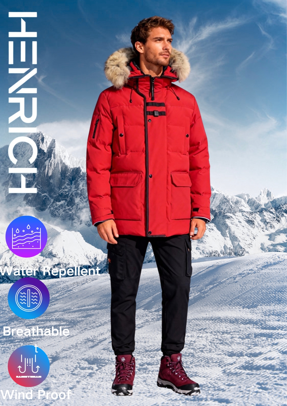 Men’s Puffer Fur-Trim Hooded Winter Parka