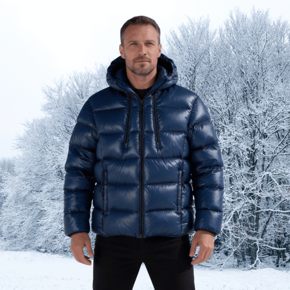 Men's Hooded Shiny Puffer Jacket
