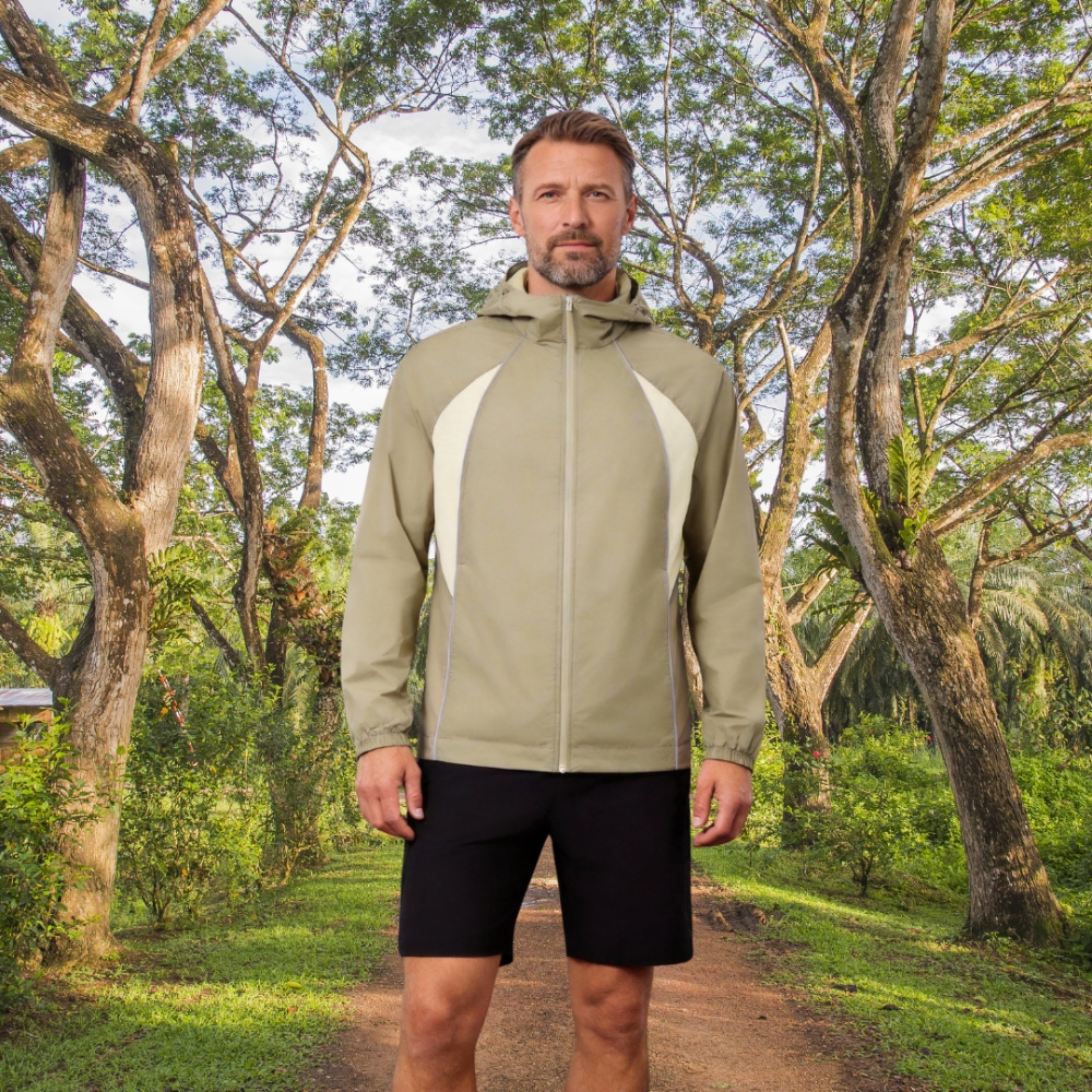 Men's Reflective Contrast Panel Windbreaker for Hiking & Travel