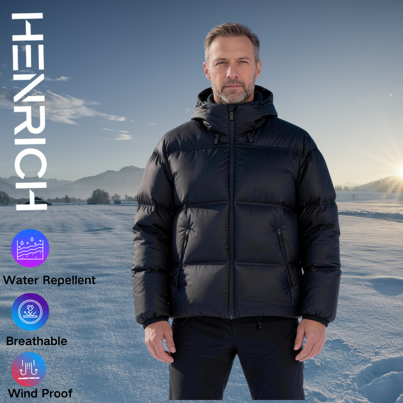 Men's outdoor hooded puffer jacket 