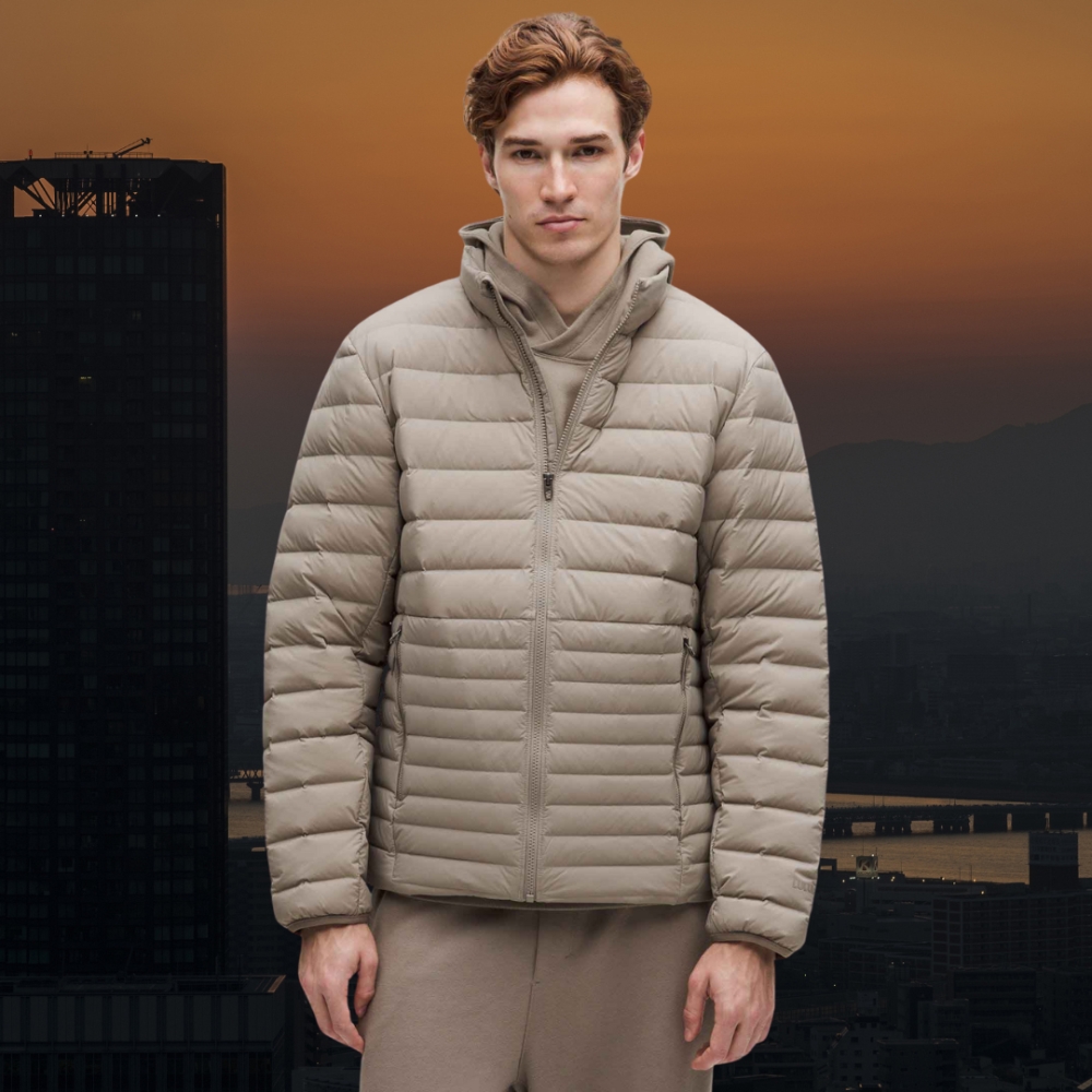 Men's Taupe Lightweight Quilted Jacket