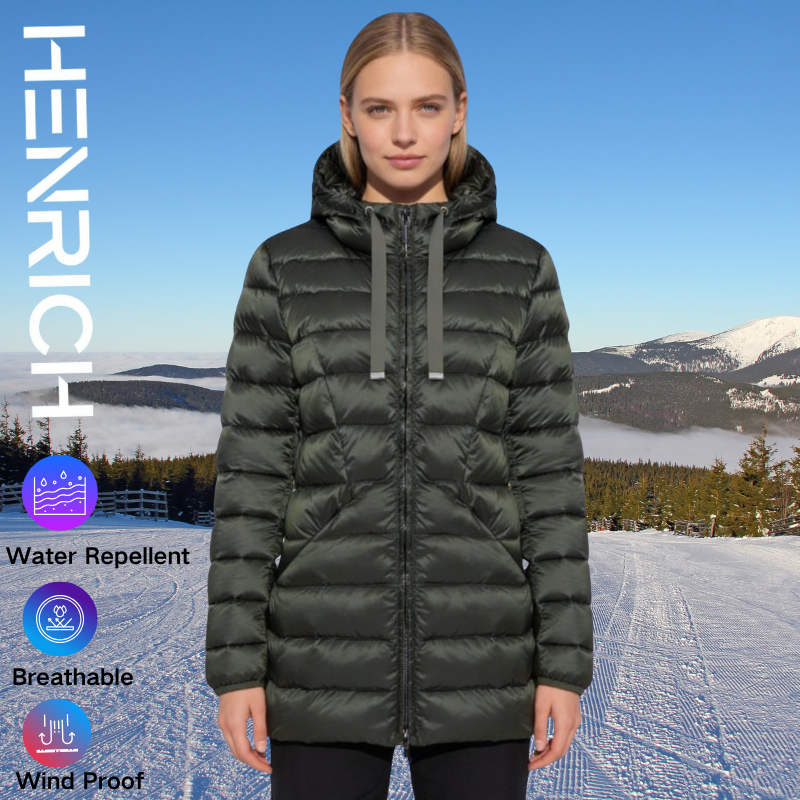Women's Mid Length Hooded Quilted Winter Puffer Coat