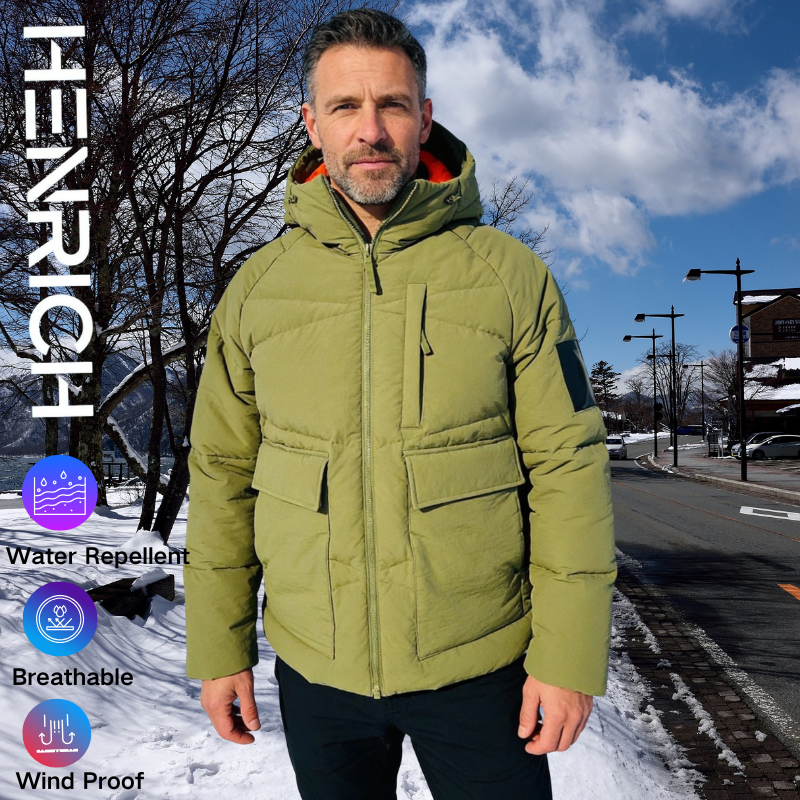 Men's Olive Green Utility Down Jacket 