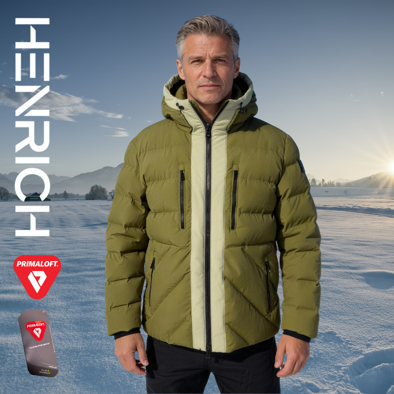 Men's Army Green Insulated Jacket Winter Ski Style Windproof Warm Hooded Puffer Coat