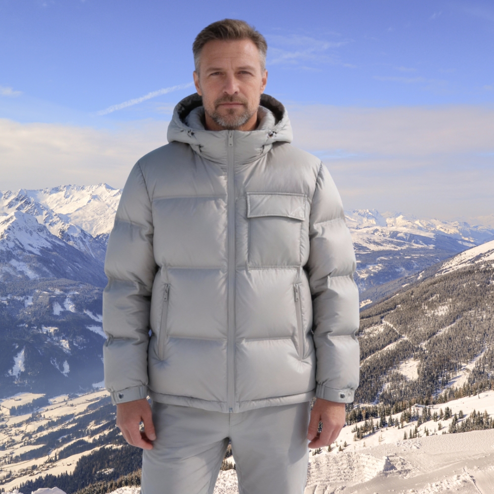 Men's Light Grey Puffer Jacket