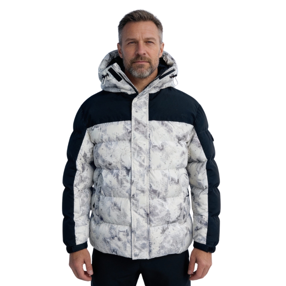 Men's Camo Print Hooded Puffer Jacket