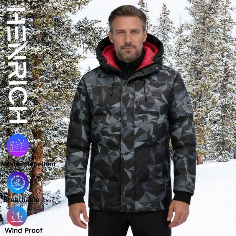 Men's Geometric Camo Puffer Jacket 