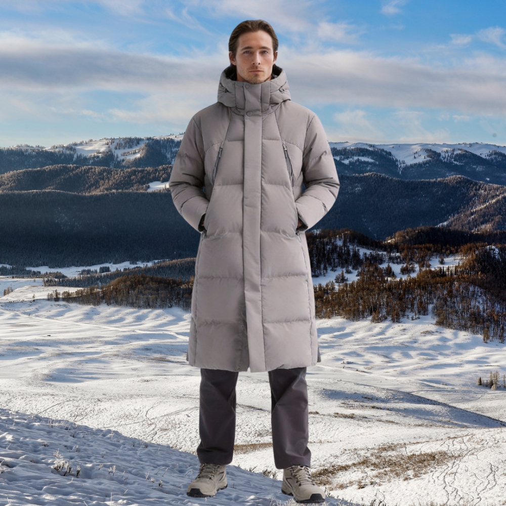 Men's Taupe Long Down Parka